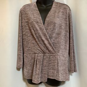 Brenda Beddome Top Women’s Size Large Crossover Peplum Designer Mauve